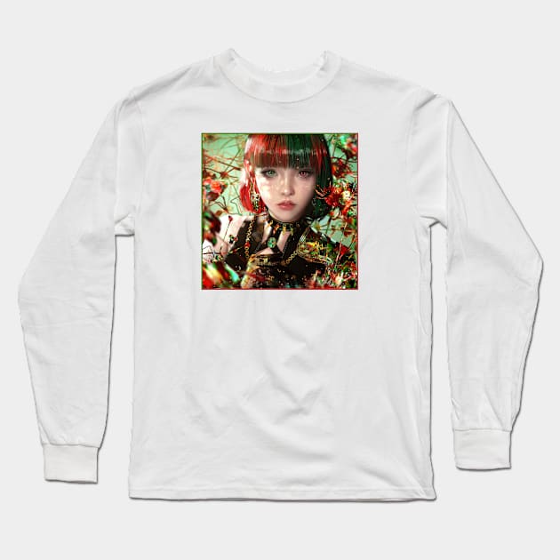 Green Red Long Sleeve T-Shirt by ErakNote